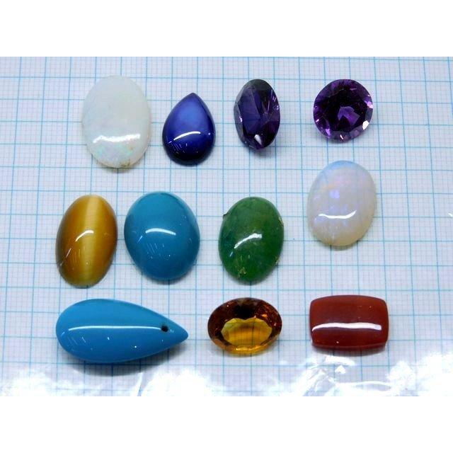 16番 大 色石 裸石 外し石 ルース まとめ売り □ 約65g カラー