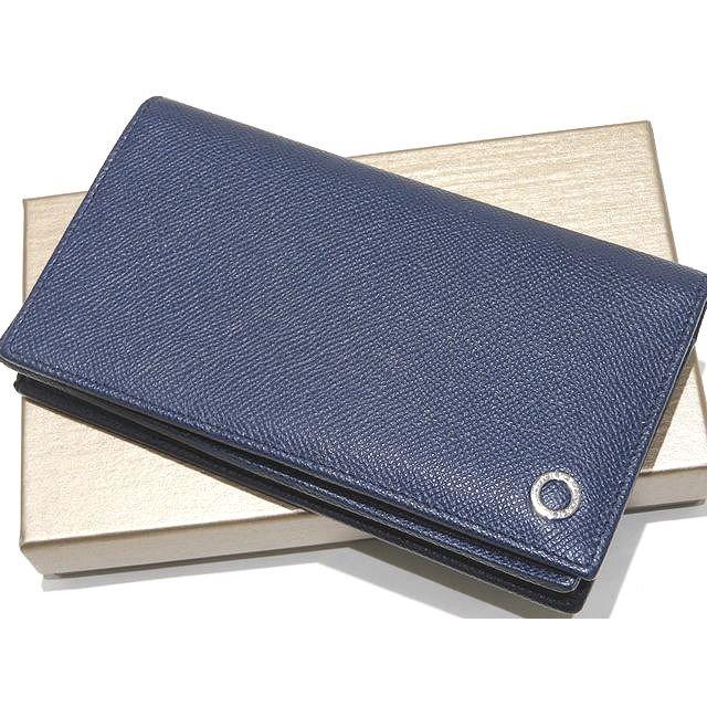未使用級✨BVLGARIブルガリ 二つ折り財布 39324 ネイビー レザー 楽天