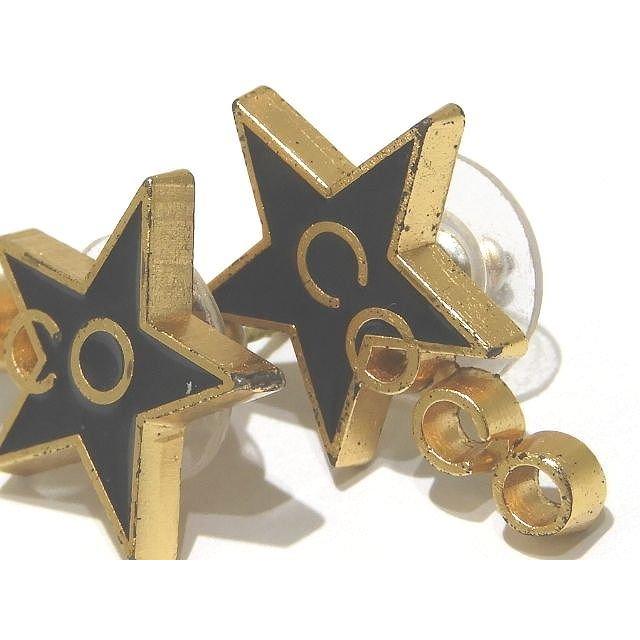 CHANEL シャネル ピアス COCO スターモチーフ ☆ ブラック × ゴールド
