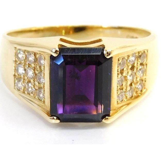 (K14 ) 585表示 深紫のデザインリング アンティーク♥YAMAHA♥インテリア K14(585表記)リング|K14(585表記