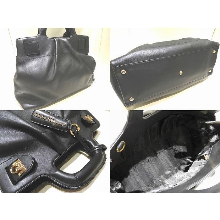 美品 Salvatore Ferragamo フェラガモ ブラック レザー 2WAY  