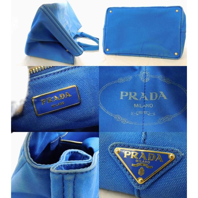 プラダ ハンドバッグ □ カナパ GM キャンバス ライトブルー系 ラージ  