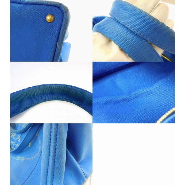 プラダ ハンドバッグ □ カナパ GM キャンバス ライトブルー系 ラージ  