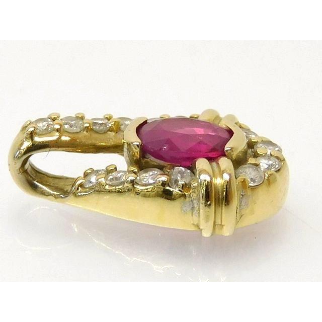 K18 ルビー 0.53ct ダイヤ 0.21ct □ ゴールド ペンダント トップ 