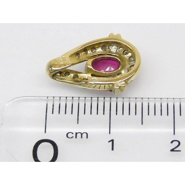 K18 ルビー 0.53ct ダイヤ 0.21ct □ ゴールド ペンダント トップ  