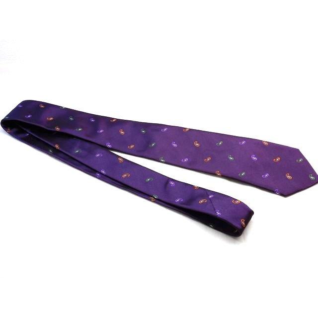 美品 エトロ ETRO □ 剣先7cm ナロータイ ネクタイ パープル