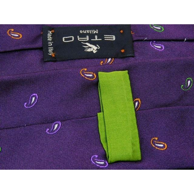 美品 エトロ ETRO □ 剣先7cm ナロータイ ネクタイ パープル