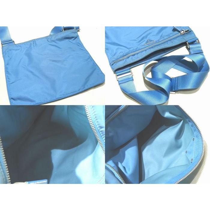 PRADA プラダ ナイロン ショルダーバッグ マチ無 ◇ スカイブルー系  