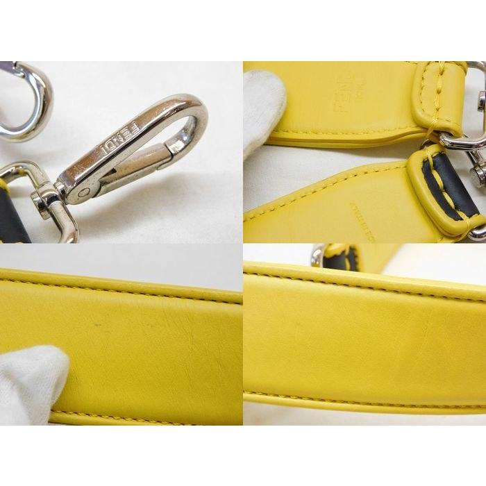 まだ美品 フェンディ FENDI □ レザー イエロー 黄色 ロゴ