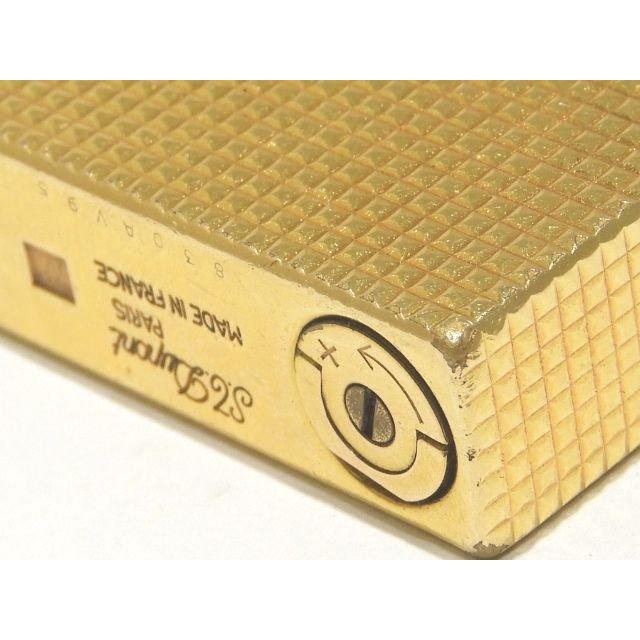 まだ美品 S.T.Dupont デュポン ガスライター ライン2 ☆ ダイヤモンドヘッドカット ゴールドカラー メンズ ゴールドガス ▼7Iの画像