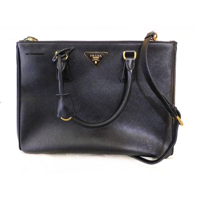 極美品 PRADA プラダ □ ガレリア サフィアーノレザー トライアングル