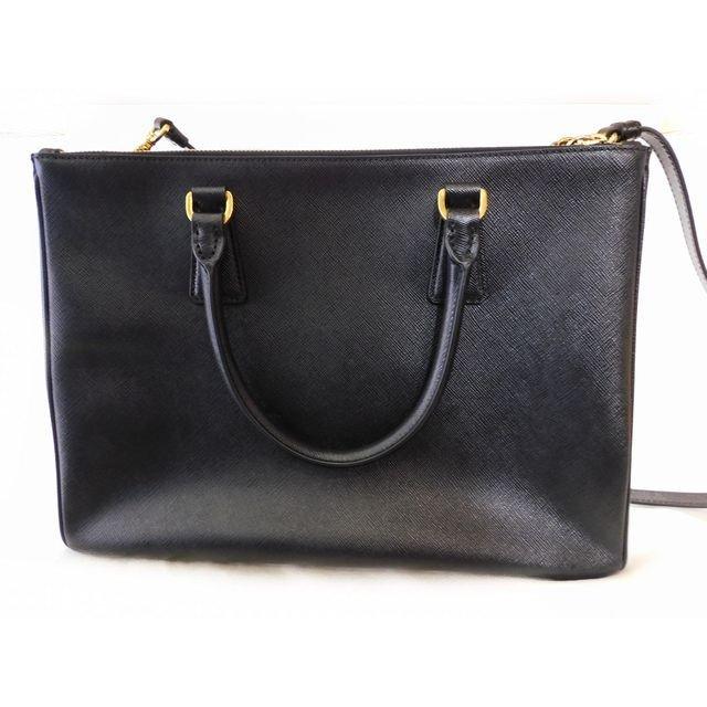 極美品 PRADA プラダ □ ガレリア サフィアーノレザー トライアングル