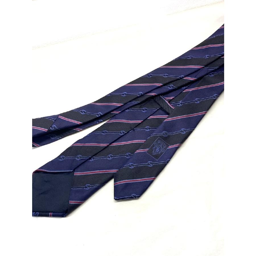 美品 GUCCI グッチ 196879 □ 剣先8cm ネクタイ △ ストライプ Gロゴ