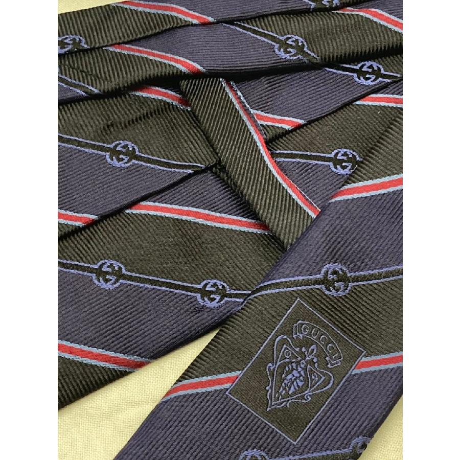 グッチ　ネクタイ 美品 GUCCI グッチ 196879 □ 剣先8cm ネクタイ △ ストライプ Gロゴ