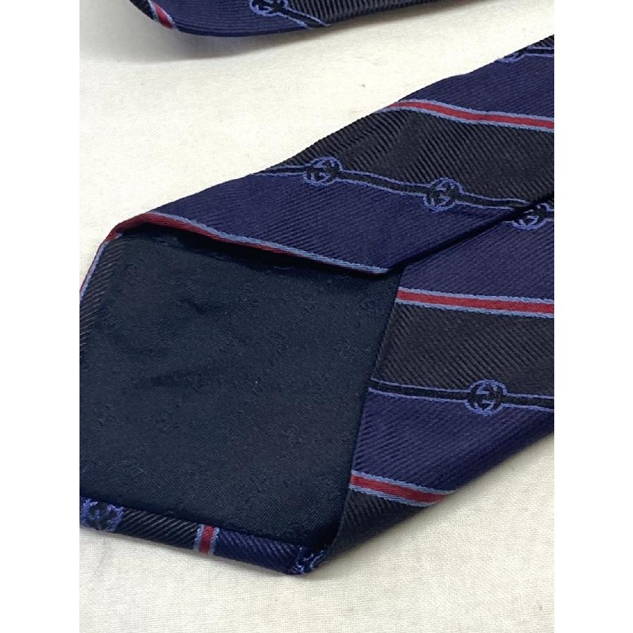 美品 GUCCI グッチ 196879 ■ 剣先8cm ネクタイ △ ストライプ Gロゴ シルク ネイビー系 メンズ □7K 美品 GUCCI グッチ 196879 □ 剣先8cm ネクタイ △ ストライプ Gロゴ