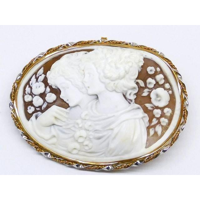 K18/Pt900 カメオ シェル ☆ 鑑別書付き ブローチ ペンダント トップ