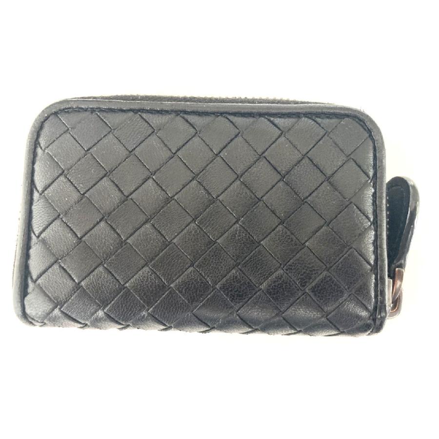 ボッテガヴェネタ　イントレチャート　コインケース　小銭入れ　ラウンドジップ　黒 Bottega Veneta ボッテガヴェネタ □ レザー ラウンドファスナー小銭