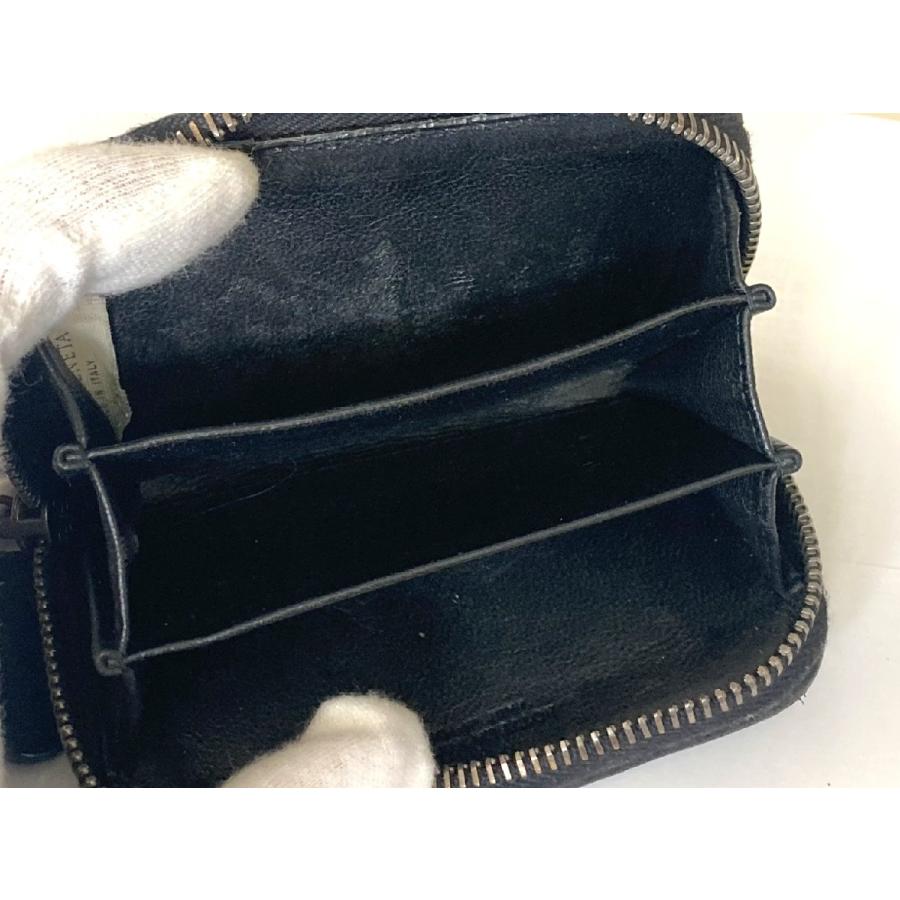 【ボッテガヴェネタ】レザー イントレチャート ケース 小銭入れ 黒 Bottega Veneta ボッテガヴェネタ □ レザー ラウンドファスナー小銭