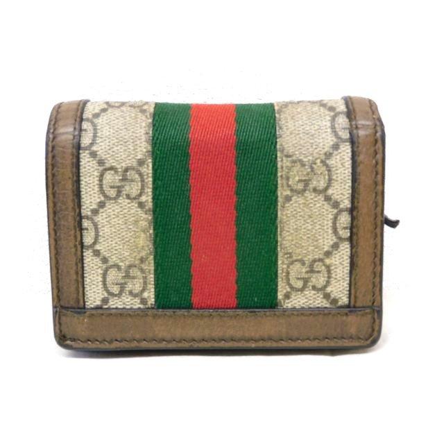 グッチ オフィディア GG □ ミニウォレット 523155 ベージュxブラウン