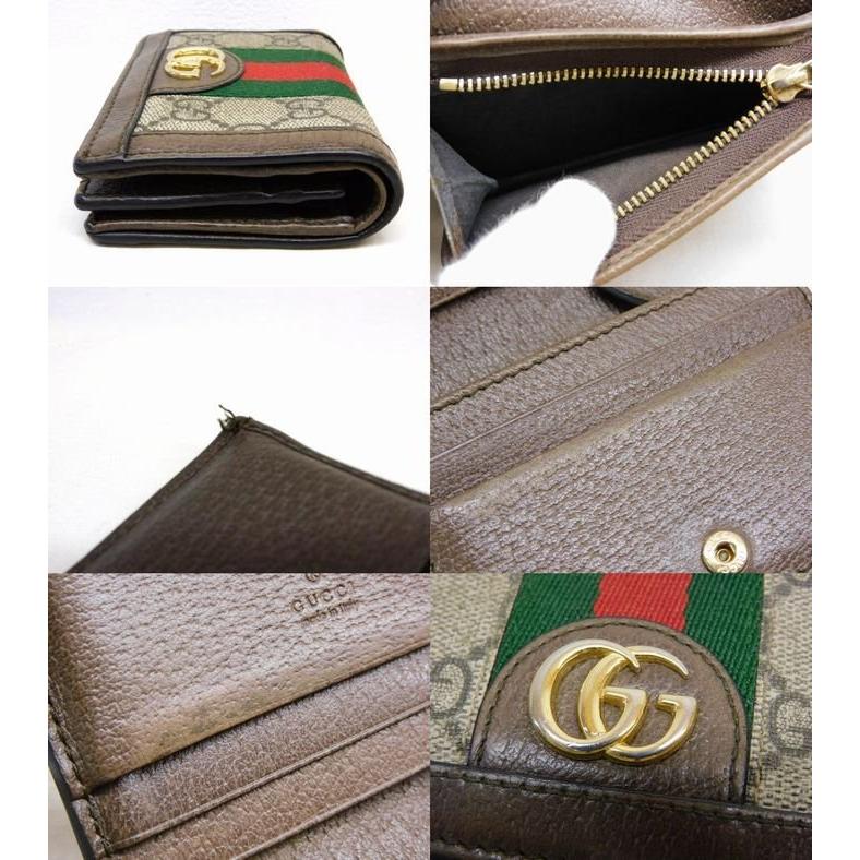 グッチ オフィディア GG □ ミニウォレット 523155 ベージュxブラウン