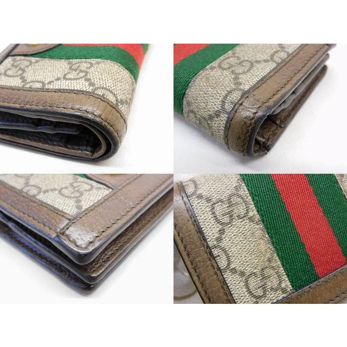 グッチ オフィディア GG □ ミニウォレット 523155 ベージュxブラウン