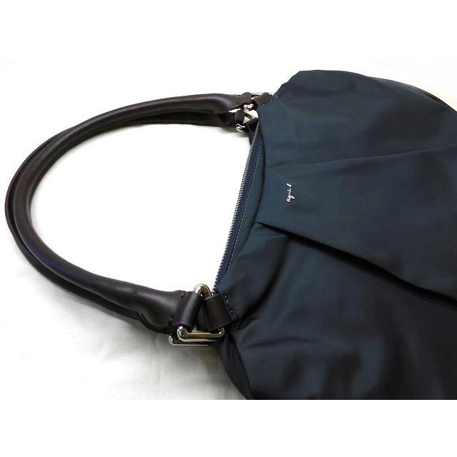 美品 agnes b. アニエスベー □ ハンドバッグ ナイロン×レザー グレー