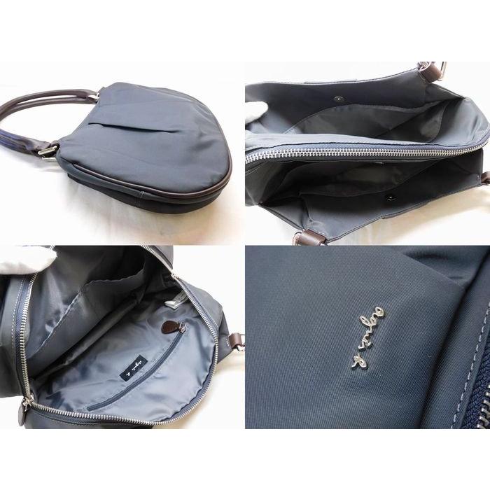 美品 agnes b. アニエスベー □ ハンドバッグ ナイロン×レザー グレー