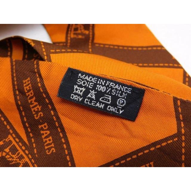 HERMES エルメス ツイリー シルク リボンスカーフ ボルデュック オレンジ HERMES エルメス □ ツイリー リボンスカーフ ボルデュック柄 シルク