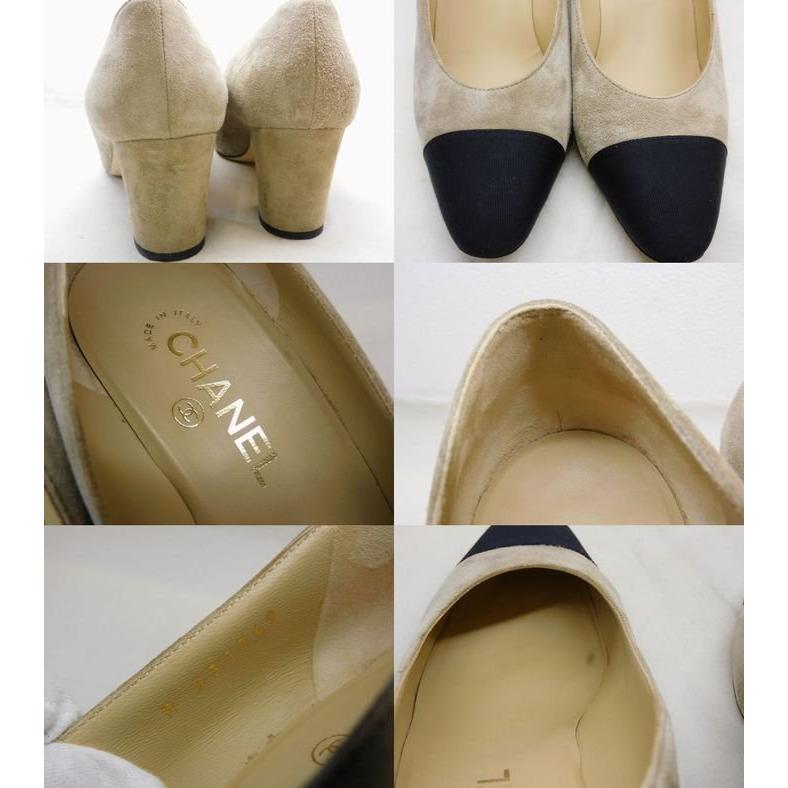 美品 シャネル CHANEL □ 37 1/2 C 約24cm G31749 パンプス スエード