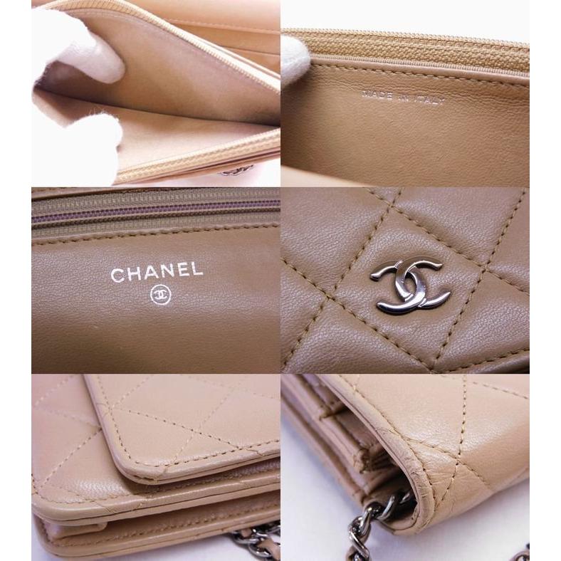 CHANEL シャネル ■ 18番台 チェーンウォレット ショルダー 財布 ラムスキン レザー レディース □8B8C マキ3100の画像
