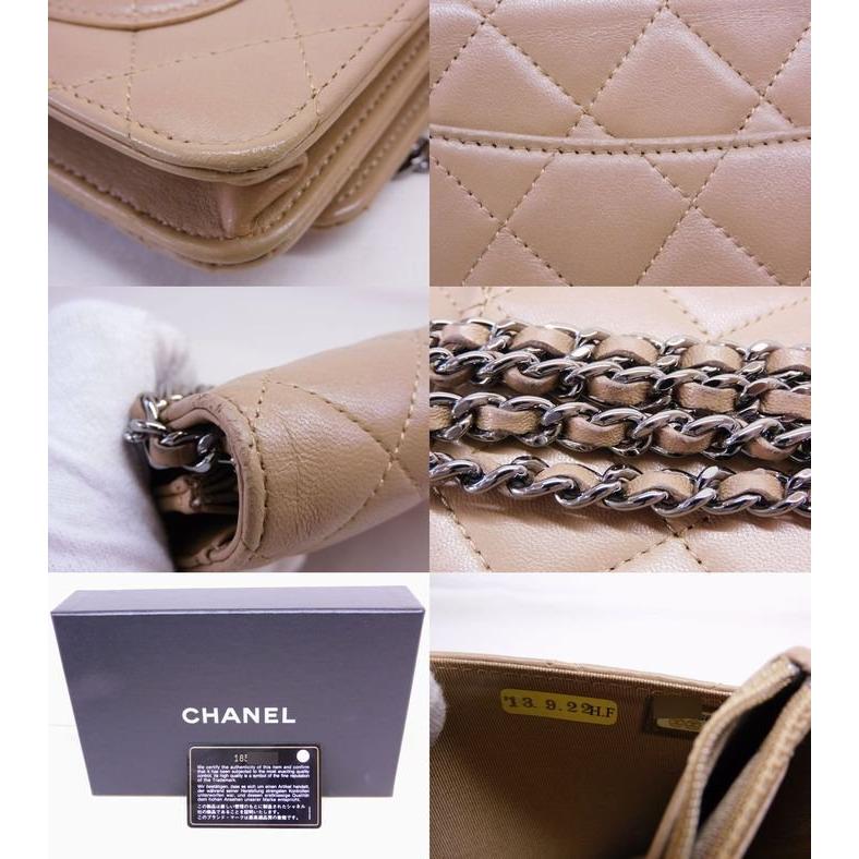 CHANEL シャネル ■ 18番台 チェーンウォレット ショルダー 財布 ラムスキン レザー レディース □8B8C マキ3100の画像