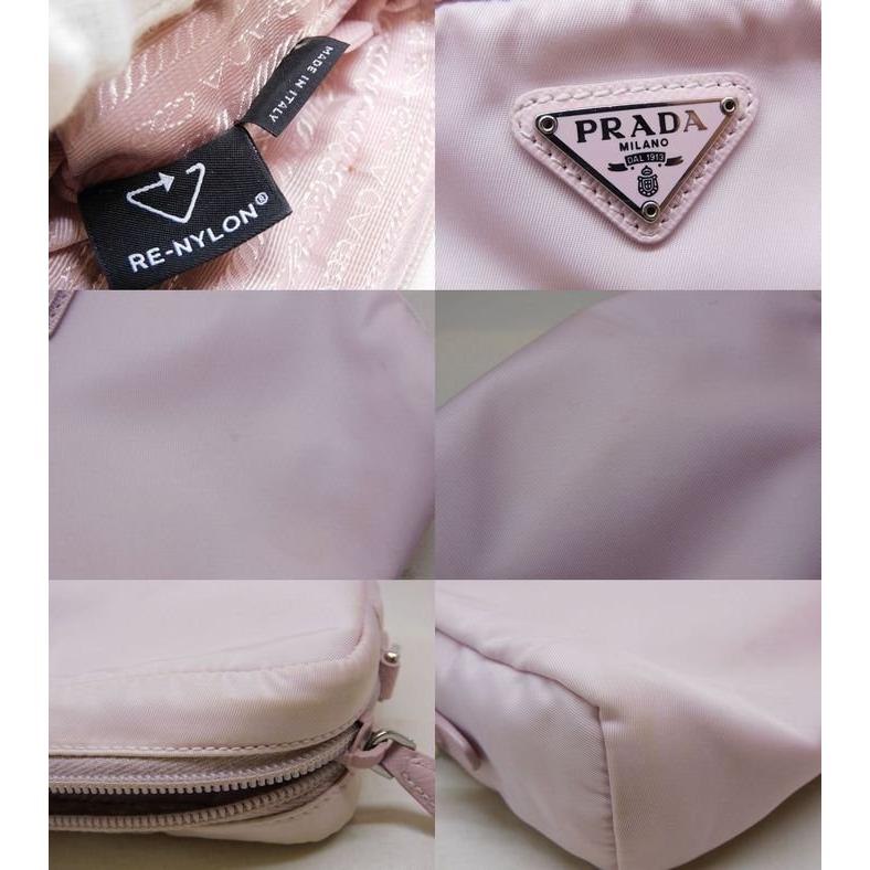 プラダ Re-Nylon ポーチ □ ストラップ 薄ピンク系 ナイロン PRADA□8C 