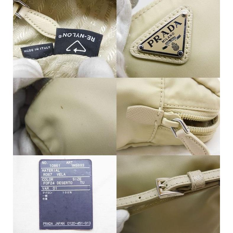 プラダ ミディアム Re-Nylon ポーチ ■ 1NS693 ハンドストラップ 薄ベージュ系 ナイロン PRADA□8C8D_5