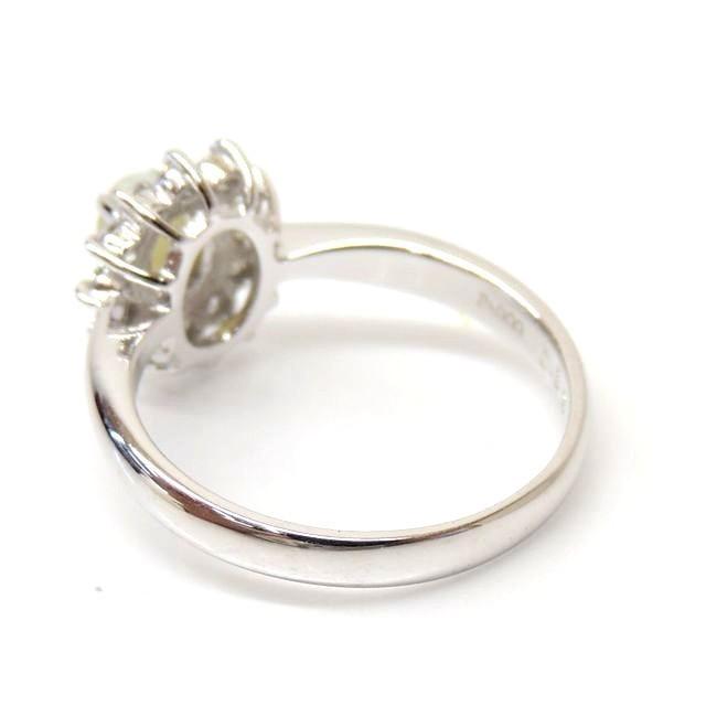 Pt900 プラチナ リング □ 13号 キャッツアイ 0.62ct ダイヤ 0.32ct