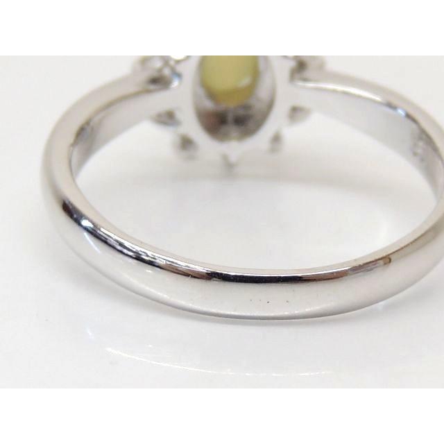 Pt900 プラチナ リング □ 13号 キャッツアイ 0.62ct ダイヤ 0.32ct