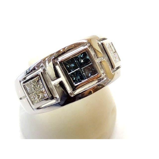 Pt900 プラチナ ブルーダイヤ 0.40ct ダイヤ 0.60ct リング □ 9.0g 11 