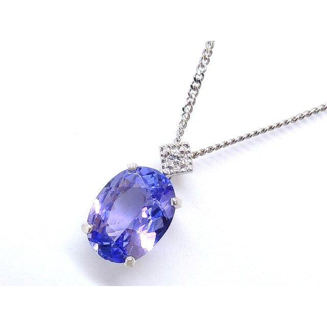 美品 Pt900 Pt850 プラチナ ネックレス □ タンザナイト 1.00ct ダイヤ 