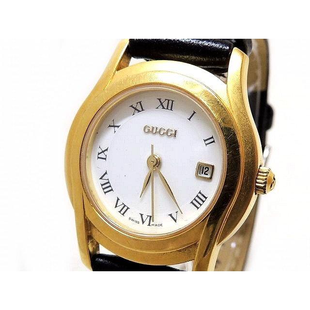 グッチ 時計 ☆ 5400L デイト ステンレス ゴールドカラー ホワイト
