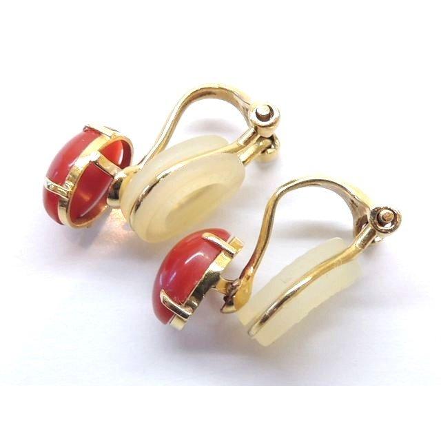 K18 YG イエローゴールド 珊瑚 イヤリング □ レディース 2.6g サンゴ  