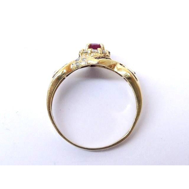 K18 YG イエローゴールド リング □ 8号 ルビー 0.68ct ダイヤ 0.11ct  