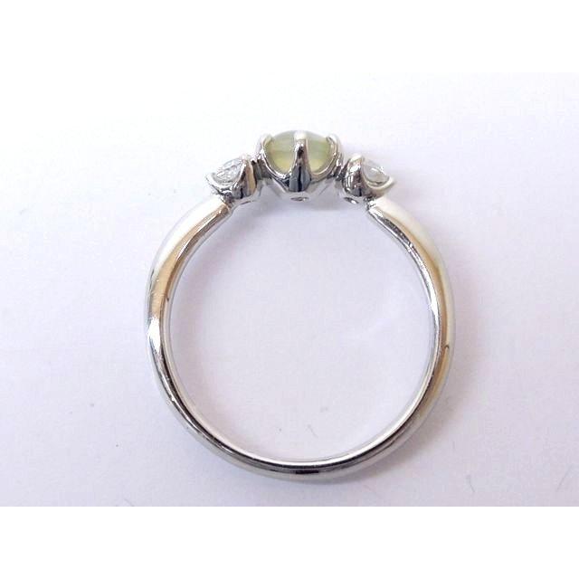 Pt900 プラチナ リング □ 12号 キャッツアイ 0.57ct ダイヤ 0.21ct 