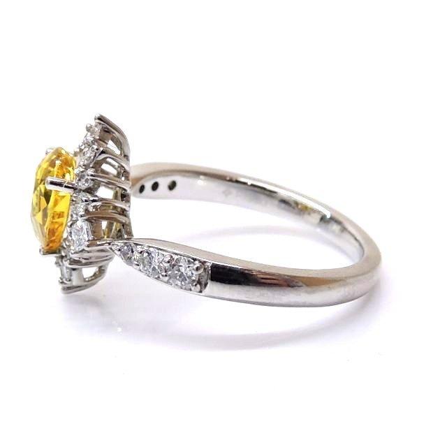 新品同様 Pt950 プラチナ イエローサファイア 1.246ct ダイヤ