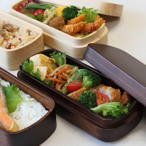 弁当箱 2段 紀州桧 男性 男子 くりぬき 家庭用食洗機対応 日本製 Type
