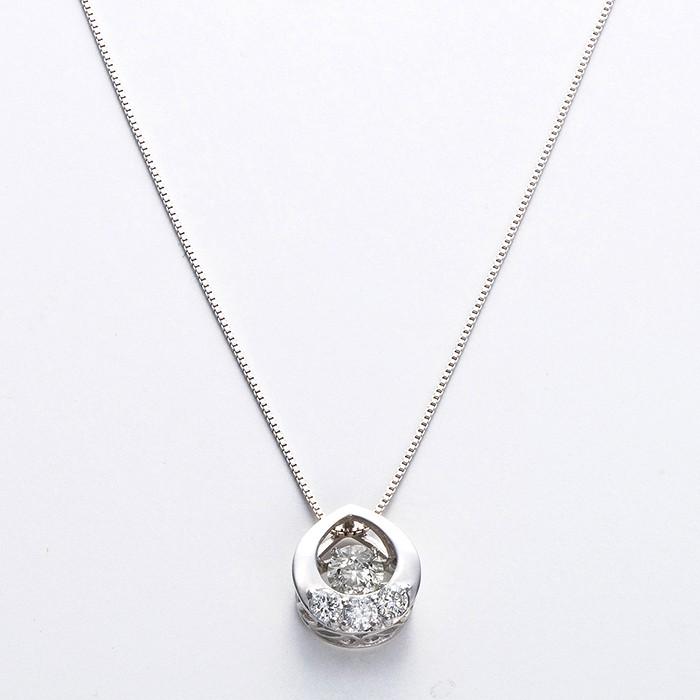 ダイヤモンド ネックレス K18 ホワイトゴールド 0.2ct 正規品 ダンシングストーン ハート＆キューピッド H＆C 雫 ドロップ 揺れる ダイヤ 鑑別カード付きの画像