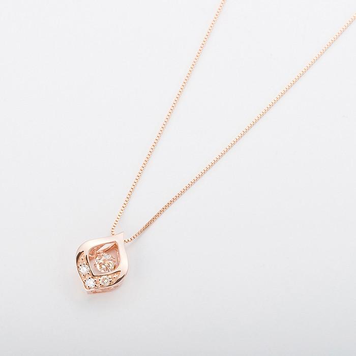 ダイヤモンド ネックレス K18 ピンクゴールド 0.1ct 正規品 ダンシングストーン ハート＆キューピッド H＆C 雫 ドロップ 揺れる ダイヤ 鑑別カード付きの画像