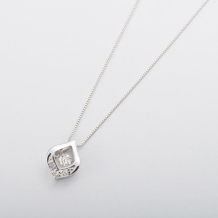 ダイヤモンド ネックレス K18 ホワイトゴールド 0.1ct 正規品 ダンシングストーン ハート＆キューピッド H＆C 雫 ドロップ 揺れる ダイヤ 鑑別カード付きの画像