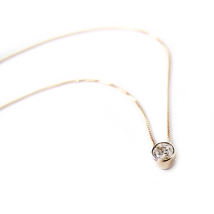 ダイヤモンド ネックレス 一粒 0.15ct K18 ピンクゴールド ヌーディー 