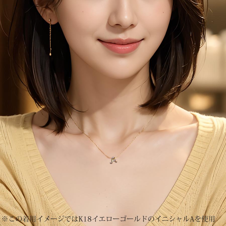 イニシャル ネックレス ダイヤモンド 一粒 0.01ct K18 ゴールド 文字 Y 