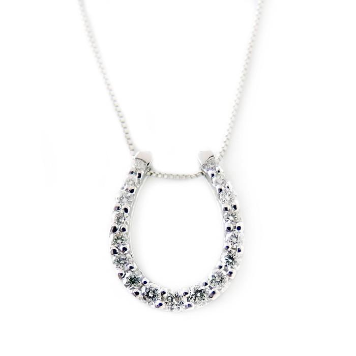 【限定1点限り】ダイヤモンド ネックレス K18 ホワイトゴールド 0.2ct 馬蹄 シンプル ペンダント 大人女子 綺麗 上品 かわいい 送料無料