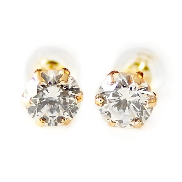 ピアス スーパーキュービックジルコニア K18 イエローゴールド ハート